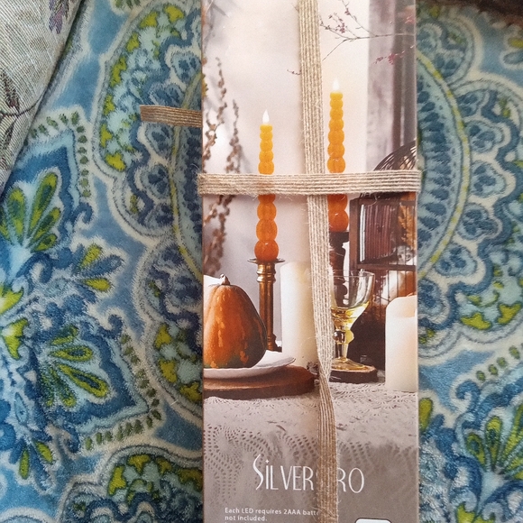 11' inch pumpkin wax tapper set of 2 in box. - Picture 7 of 9